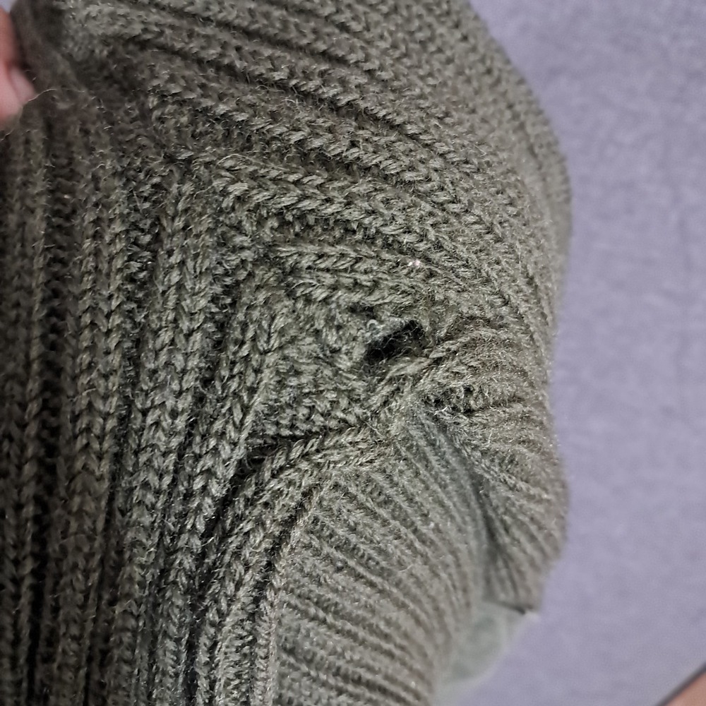 Vintage Mitts Nitts Army Wool Sweater Size 38 Small Army Green Knitted 90s VTG - Picture 10 of 11